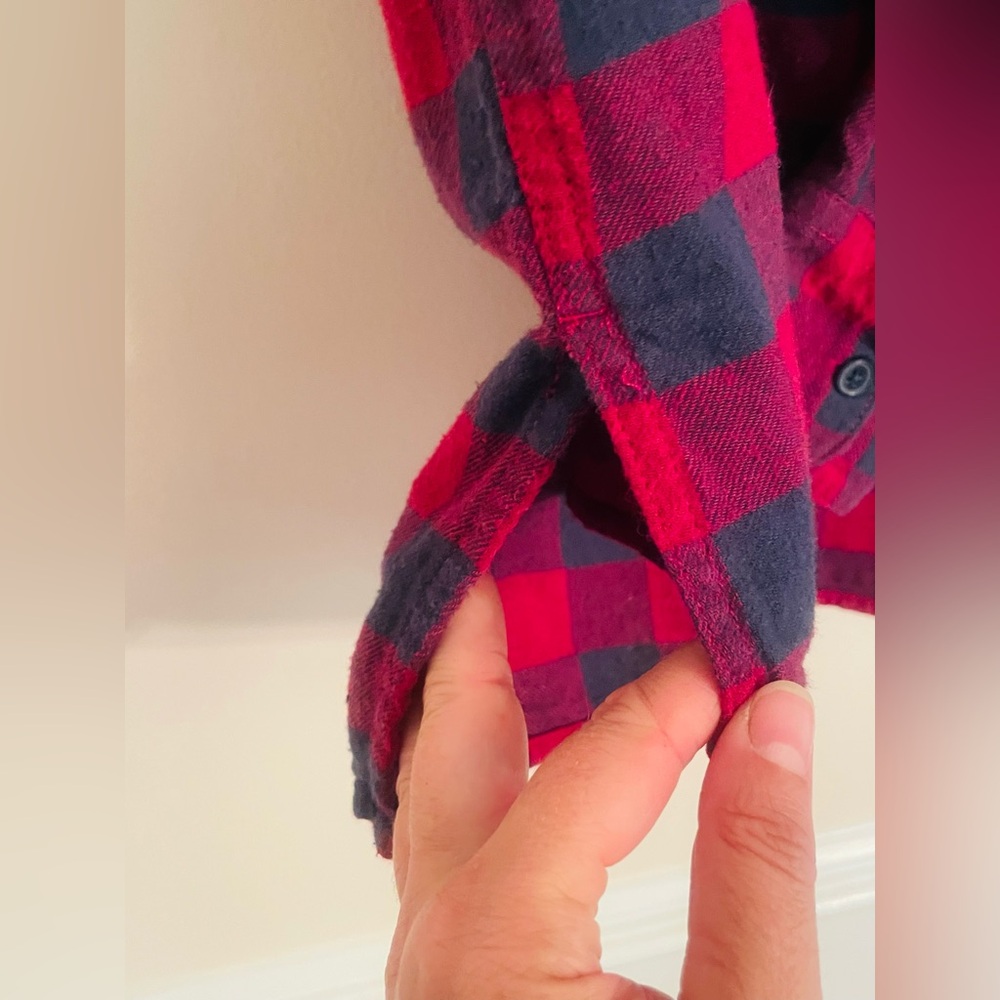 Eddie Bauer Kids S/CH Red Black Plaid Casual L/S Flannel Button Up Shirt - Picture 4 of 6